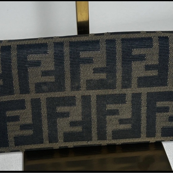 Fendi Auth Long Bifold Unisex Wallet Monogram Canvas Leather black Brown - Picture 7 of 13